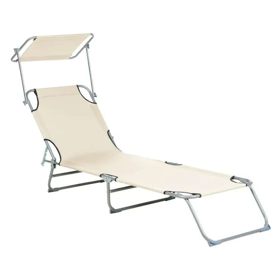 Ligbedden-Beliani FOLIGNO - Strandstoel - Crème - Polyester