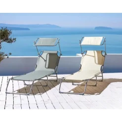 Ligbedden-Beliani FOLIGNO - Strandstoel - Crème - Polyester