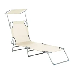 Ligbedden-Beliani FOLIGNO - Strandstoel - Crème - Polyester