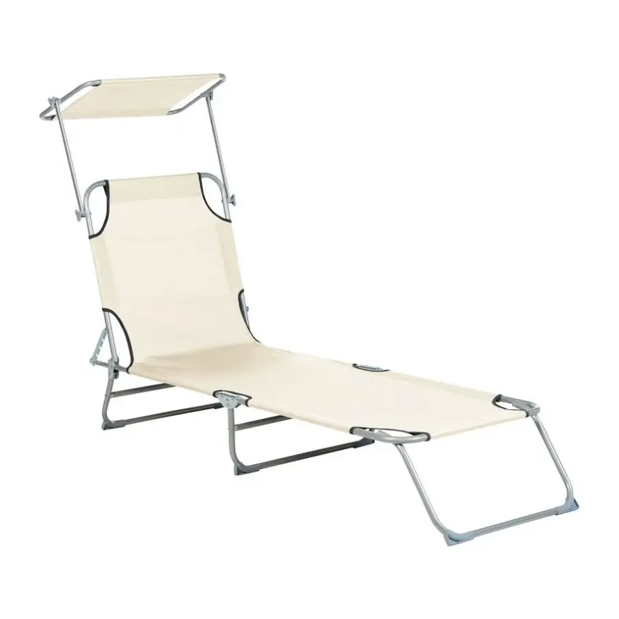 Ligbedden-Beliani FOLIGNO - Strandstoel - Crème - Polyester