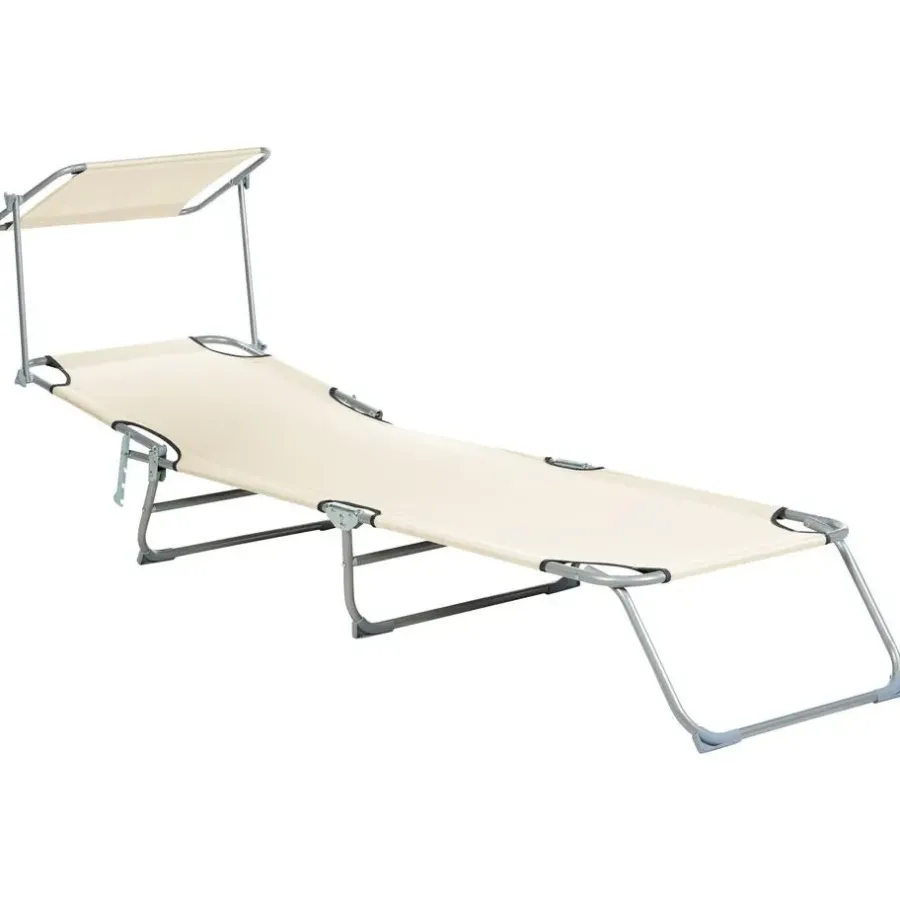 Ligbedden-Beliani FOLIGNO - Strandstoel - Crème - Polyester