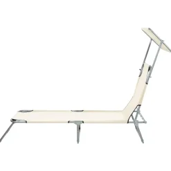 Ligbedden-Beliani FOLIGNO - Strandstoel - Crème - Polyester