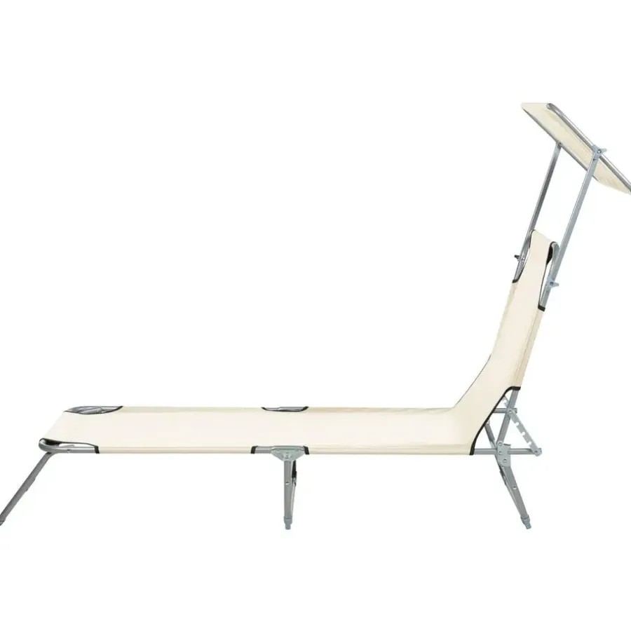 Ligbedden-Beliani FOLIGNO - Strandstoel - Crème - Polyester