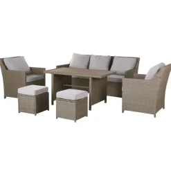 Loungesets-Beliani FONTI - Loungeset voor 5 - Natuurlijk - PE rotan