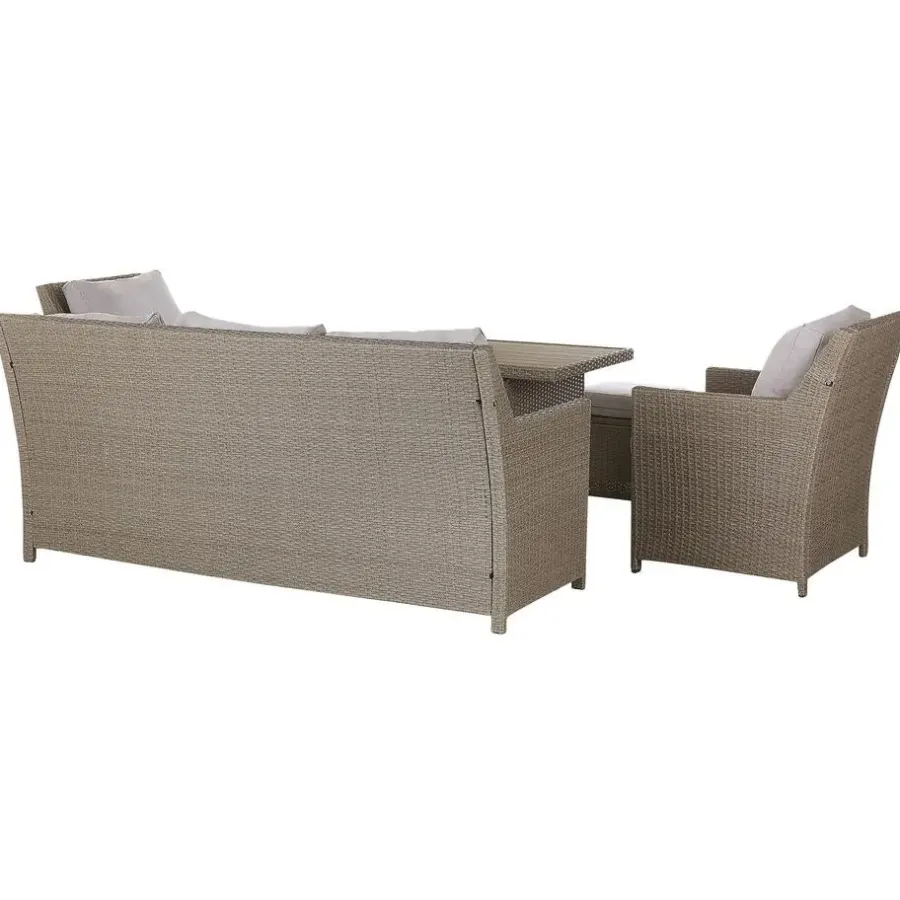 Loungesets-Beliani FONTI - Loungeset voor 5 - Natuurlijk - PE rotan