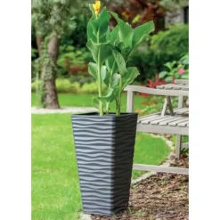 Bloempotten-Form Plastic Plantenpot - kunststof - antraciet - D40 x H75 cm