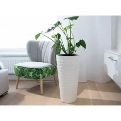 Bloempotten-Form Plastic Plantenpot Diamond - kunststof - antraciet - 30 x 58