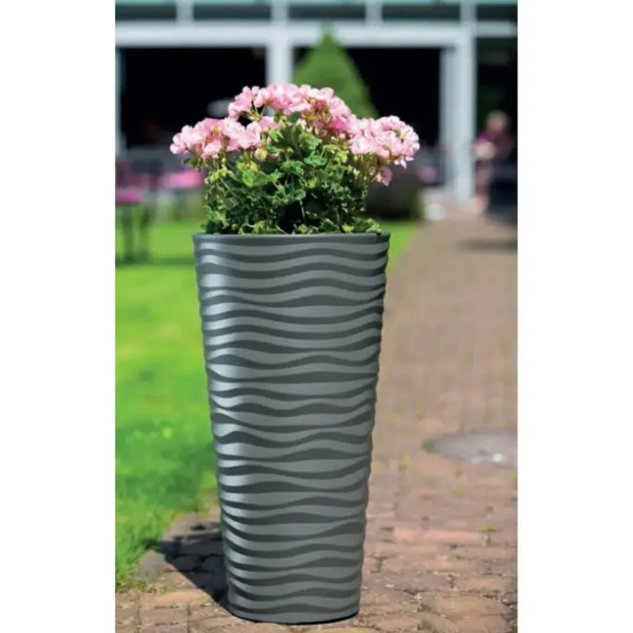 Bloempotten-Form Plastic Plantenpot rond - kunststof - zwart - D40 x H79 cm