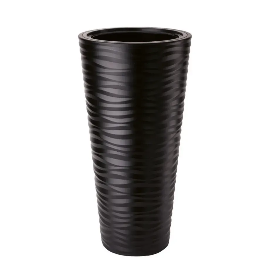 Bloempotten-Form Plastic Plantenpot rond - kunststof - zwart - D35 x H69 cm