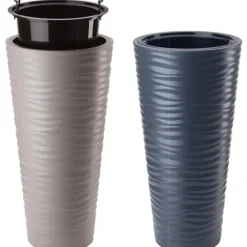 Bloempotten-Form Plastic Plantenpot rond - kunststof - zwart - D35 x H69 cm