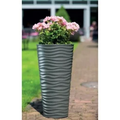 Bloempotten-Form Plastic Plantenpot rond - kunststof - zwart - D35 x H69 cm