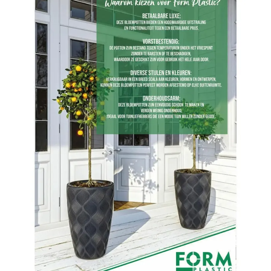 Bloempotten-Form Plastic Plantenpot/bloempot - kunststof - zwart - 40 x 58 cm