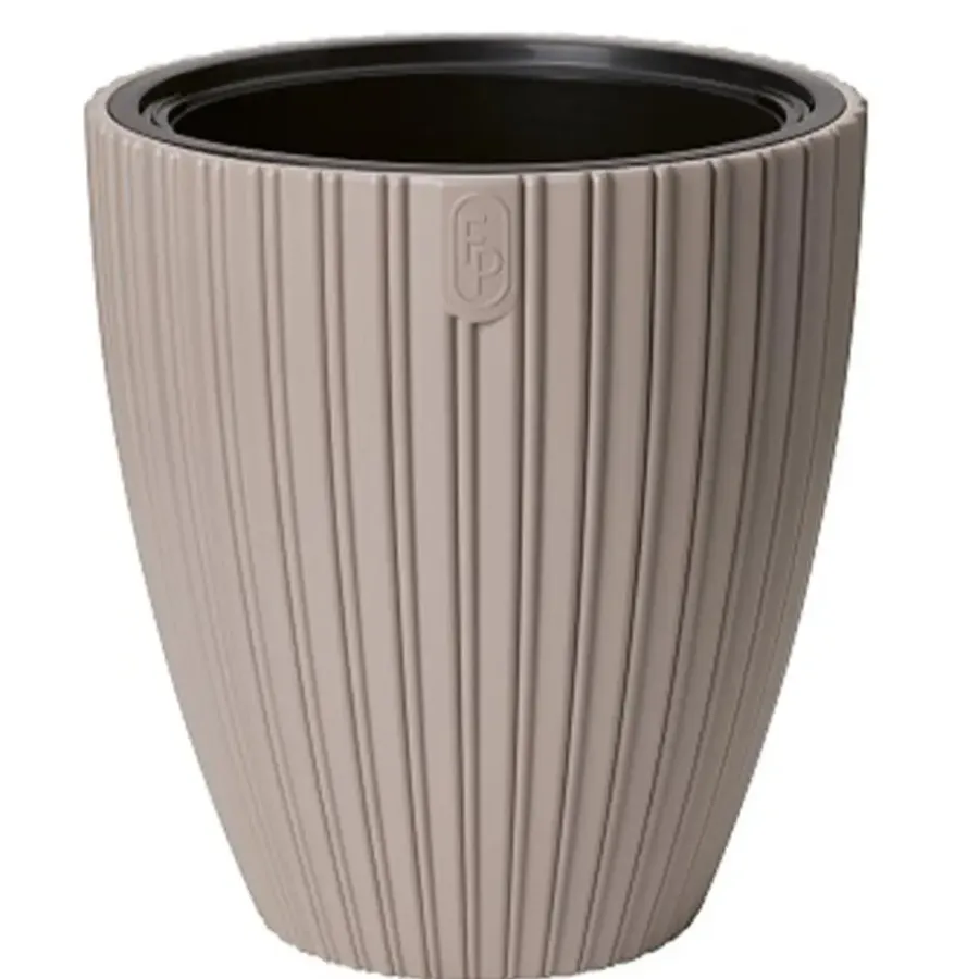 Bloempotten-Form Plastic Plantenpot/bloempot - kunststof - taupe - 40 x 42 cm