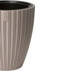 Bloempotten-Form Plastic Plantenpot/bloempot - kunststof - taupe - 40 x 42 cm