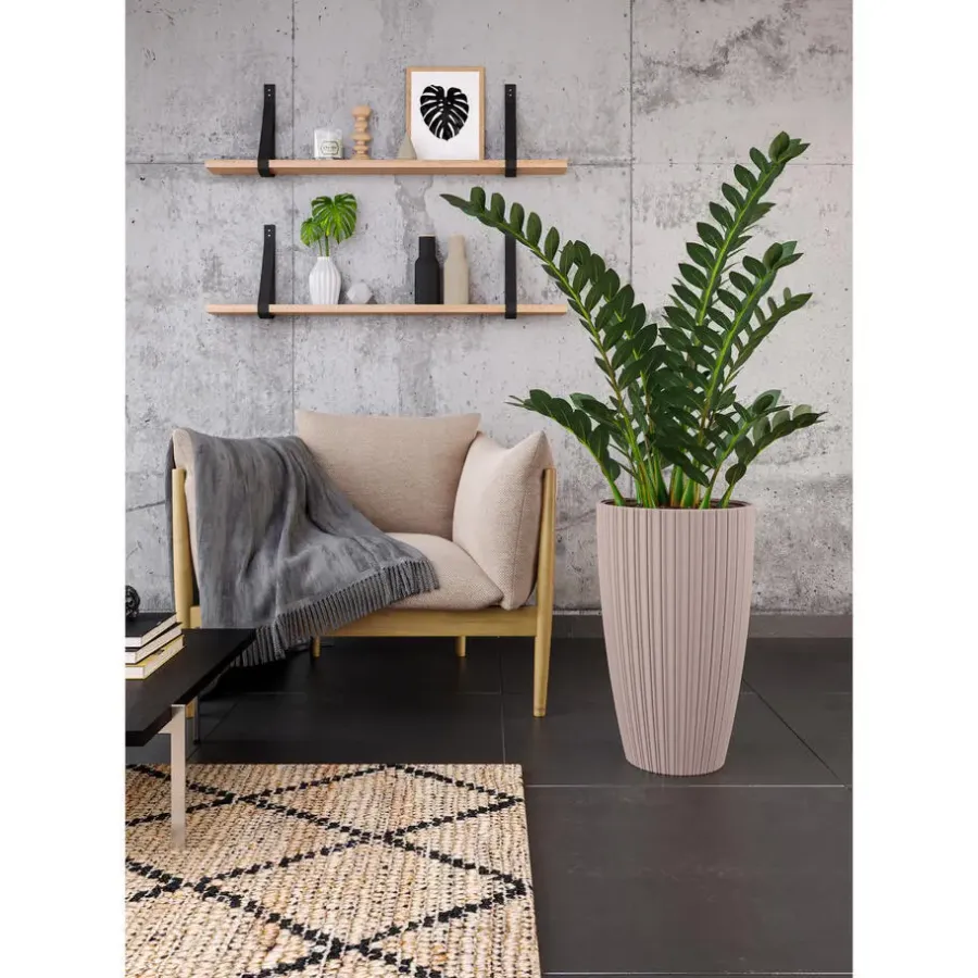 Bloempotten-Form Plastic Plantenpot/bloempot - kunststof - taupe - 40 x 42 cm