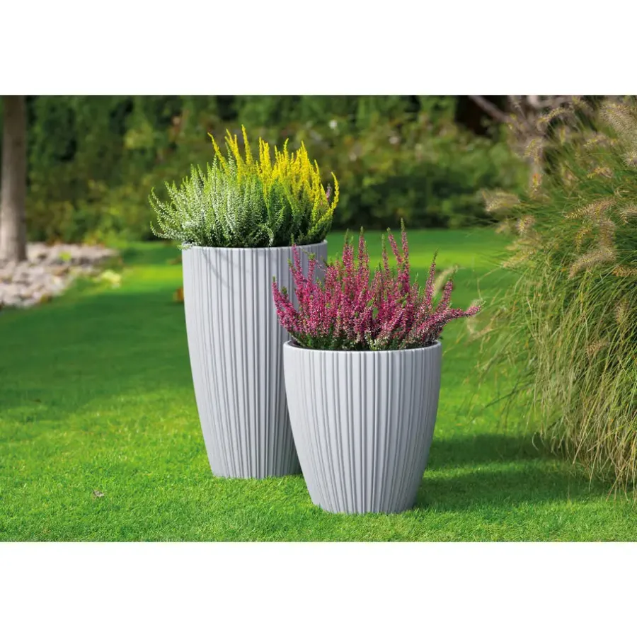Bloempotten-Form Plastic Plantenpot/bloempot - kunststof - taupe - 40 x 42 cm