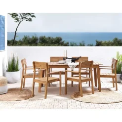 Tuinsets-Beliani FORNELLI - Tuinset voor 6 - Lichte houtkleur - Acaciahout