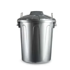 Prullenbakken-Forte Plastics Afvalbak - zilverkleurig - afvalemmer met deksel - 21l