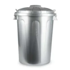 Prullenbakken-Forte Plastics Afvalbak - zilverkleurig - afvalemmer met deksel - 70l