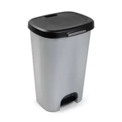 Prullenbakken-Forte Plastics Pedaalemmer - grijs - vuilnisbak met deksel - 50 l