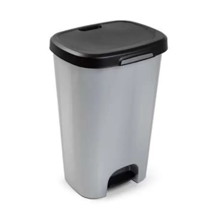 Prullenbakken-Forte Plastics Pedaalemmer - grijs - vuilnisbak met deksel - 50 l