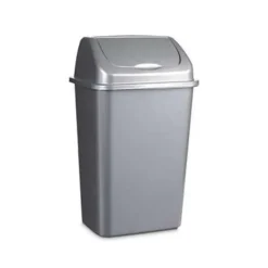 Prullenbakken-Forte Plastics Prullenbak - zilver - vuilnisbak met deksel - 30 l
