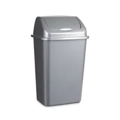 Forte Plastics Prullenbak - zilver - vuilnisbak met deksel - 50 l
