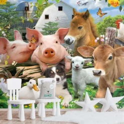 Behang-Reinders Fotobehang Boerderijdieren - 260 x 384cm - Bont
