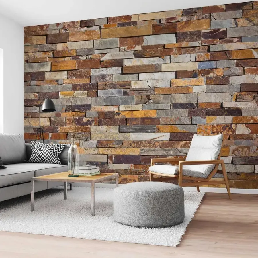 Behang-Reinders Fotobehang Natuurstenen muur - 260 x 384cm - Bruin