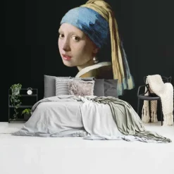 Behang-Reinders Fotobehang Vermeer Meisje met de parel - 260 x 384cm - Zwart