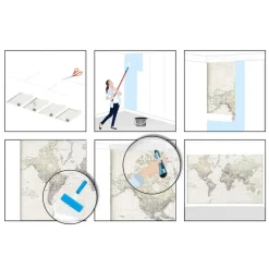 Behang-Reinders Fotobehang Wereldkaart - vintage Nederlandstalig - 260 x 384cm