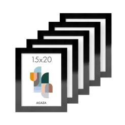 Merkloos Fotokader - Fotolijst - Set van 5- 15x20cm - MDF hout- Zwart