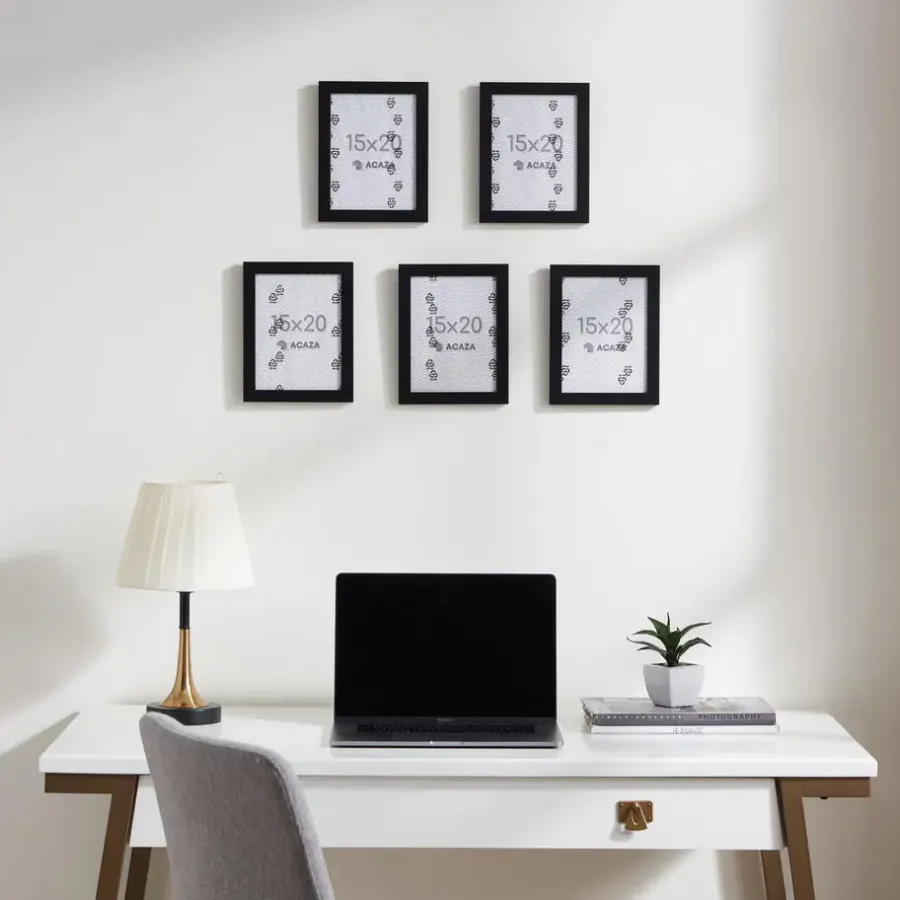 Merkloos Fotokader - Fotolijst - Set van 5- 15x20cm - MDF hout- Zwart