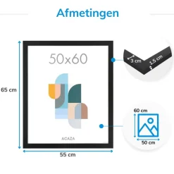 Fotolijsten-Merkloos Fotokader - Fotolijst - Wissellijst - 50x60 cm - MDF - Zwart