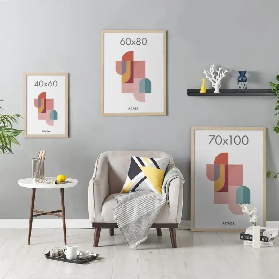 Merkloos Fotokader - Fotolijst - 60x80 cm - MDF hout - Lichte Eik kleur