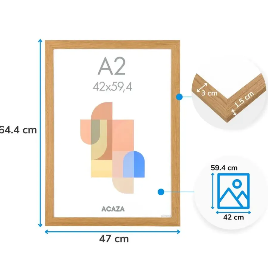Merkloos Fotokader A2 Formaat - Fotolijst - 42 x 59,40 cm - MDF - Warme eik