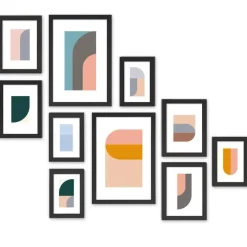 Merkloos Fotowand met Collage van 10 Fotolijsten - Multi Fotokaders in MDF, Zwart