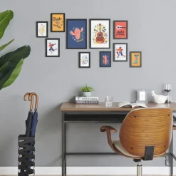 Merkloos Fotowand met Collage van 10 Fotolijsten - Multi Fotokaders in MDF, Zwart