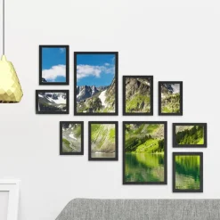 Merkloos Fotowand met Collage van 10 Fotolijsten - Multi Fotokaders in MDF, Zwart