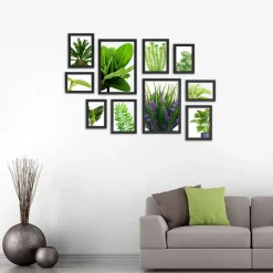 Merkloos Fotowand met Collage van 10 Fotolijsten - Multi Fotokaders in MDF, Zwart