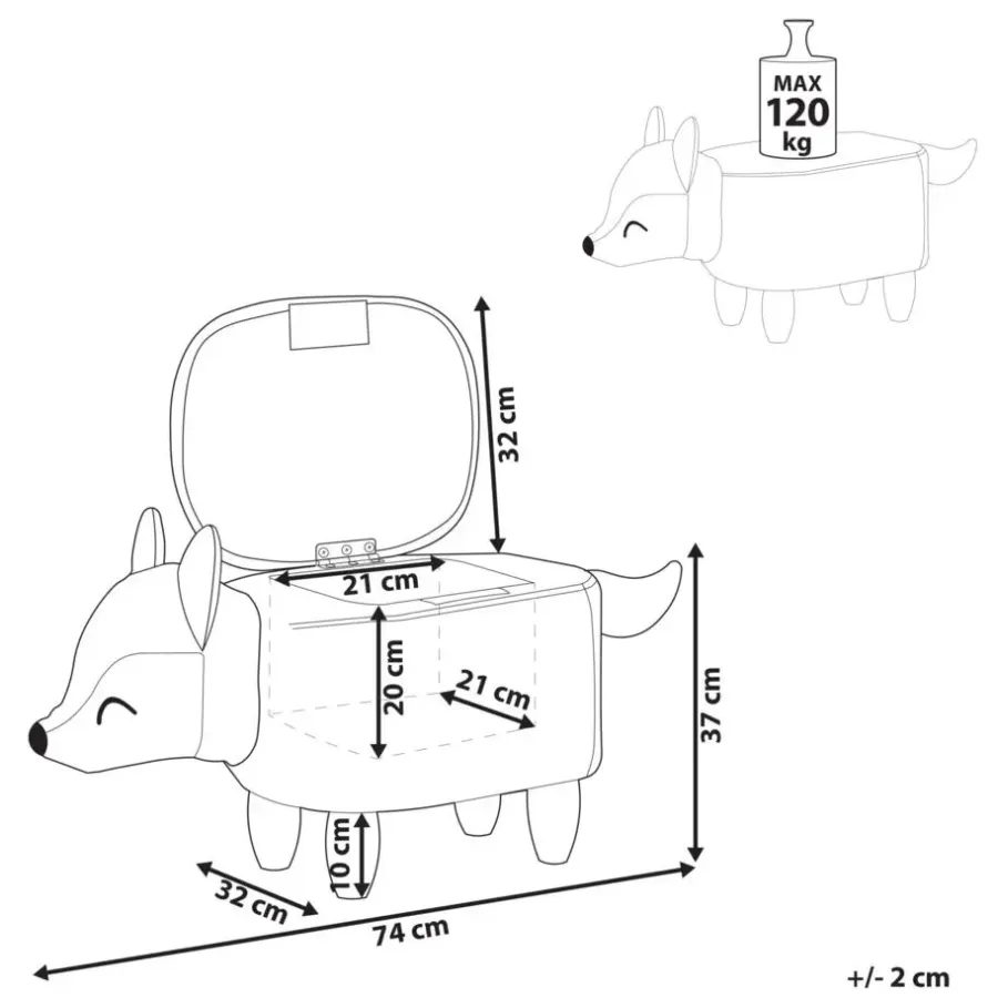 Hockers En Voetenbanken-Beliani FOX - Poef - Oranje - 32 cm - Fluweel