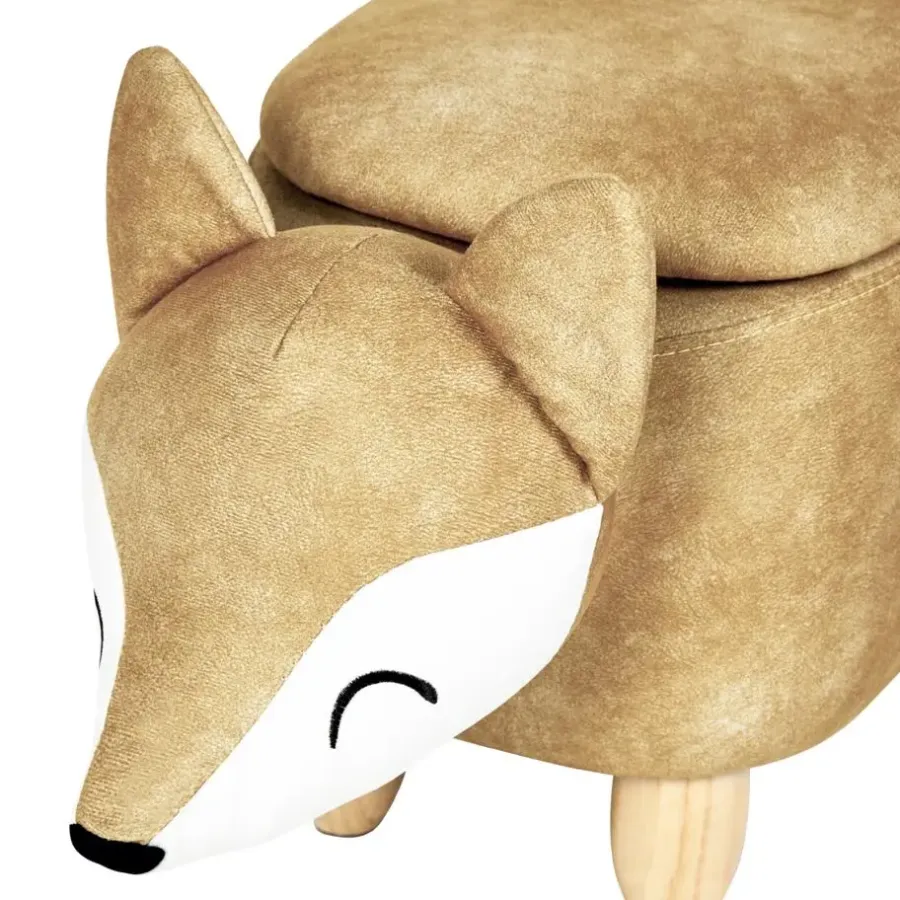 Hockers En Voetenbanken-Beliani FOX - Poef - Oranje - 32 cm - Fluweel