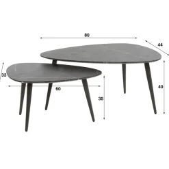 Fraaai - Connie salontafel set van 2 peer vorm - zwart/bruin