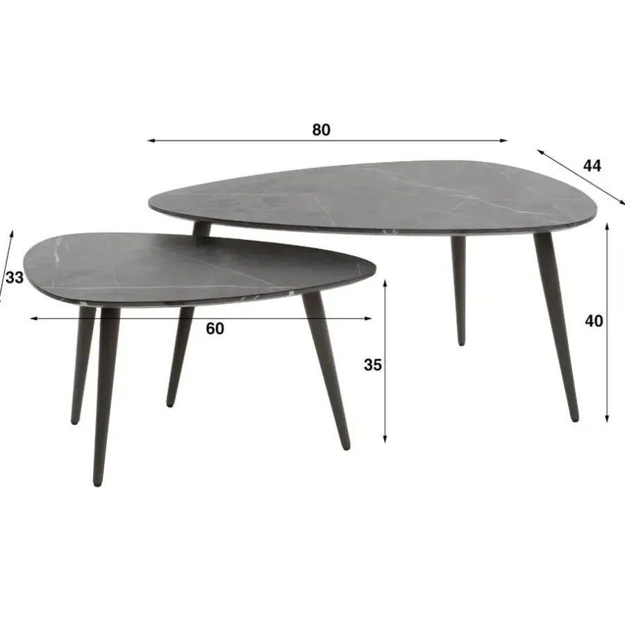 Fraaai - Connie salontafel set van 2 peer vorm - zwart/bruin