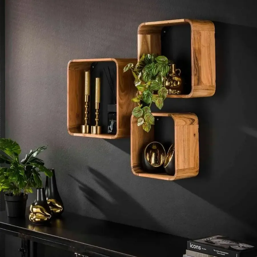 Wandplanken-Fraaai - Herbie wandschap set van 3 vierkant