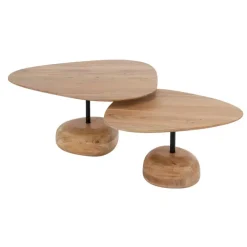 Salontafels-Fraaai - Nicholas salontafel set van 2 driehoekig - massief acacia