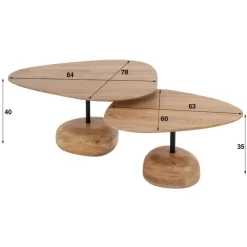 Salontafels-Fraaai - Nicholas salontafel set van 2 driehoekig - massief acacia