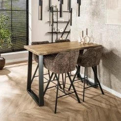 Barkrukken-Fraaai - Ramon draaibare barstoel - 69 cm - geweven - taupe