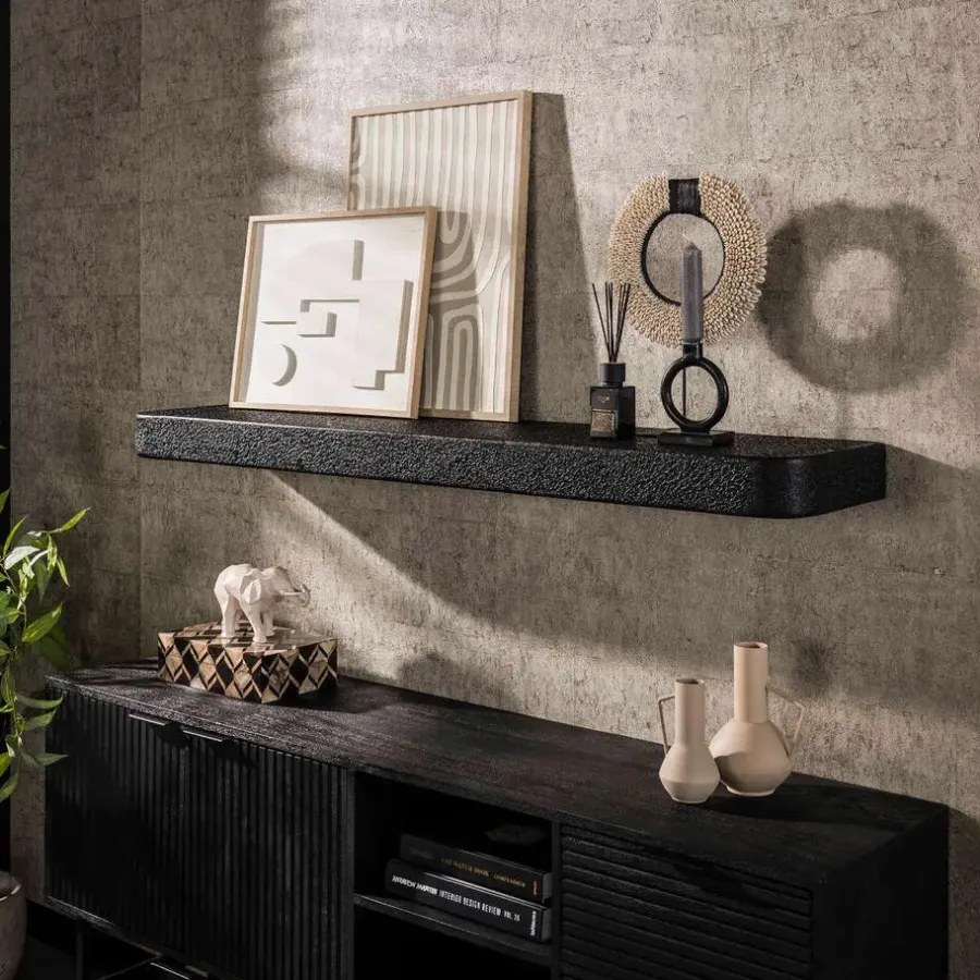Fraaai - Sani wandplank - 150 cm - metallic - zwart