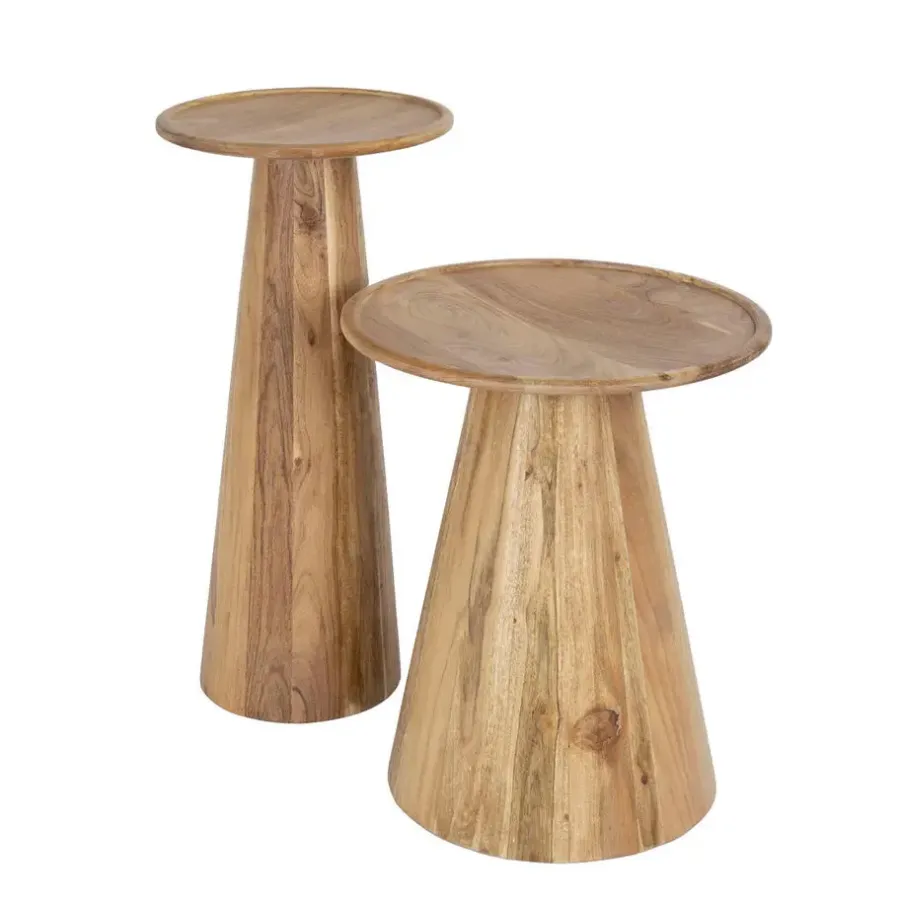 Bijzettafels-Fraaai - Sarah bijzettafel set van 2 massief acacia - naturel